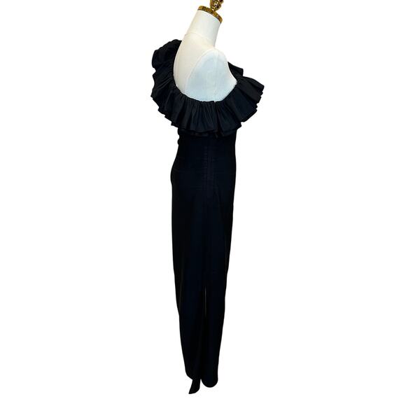 Herve Leger Black Bandage Gown MEDIUM One Shoulder Ruffle Formal Designer $1990 - Picture 11 of 12